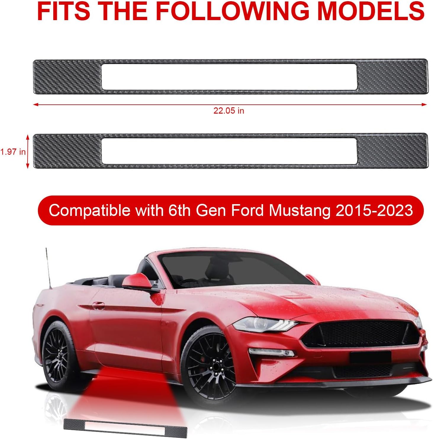 Real Carbon Fiber Door Sill Protectors Compatible with Ford Mustang 2015-2023, Interior Door Sill Guards & Edge Scratch Shields
