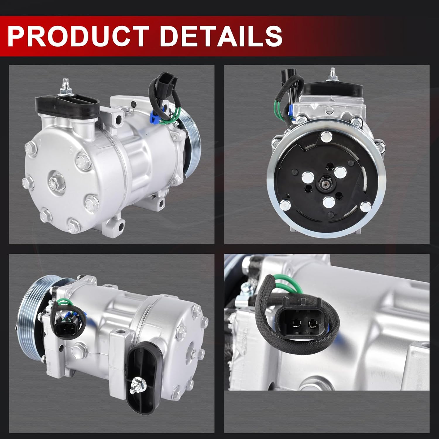 AC Compressor with Clutch, Replacement for Kenworth C500 K100E T300 T2000 T600A T800 W900 1981-2010 & Peterbilt 220 310 320 349 372 387 1980-2004, Part# F696001122