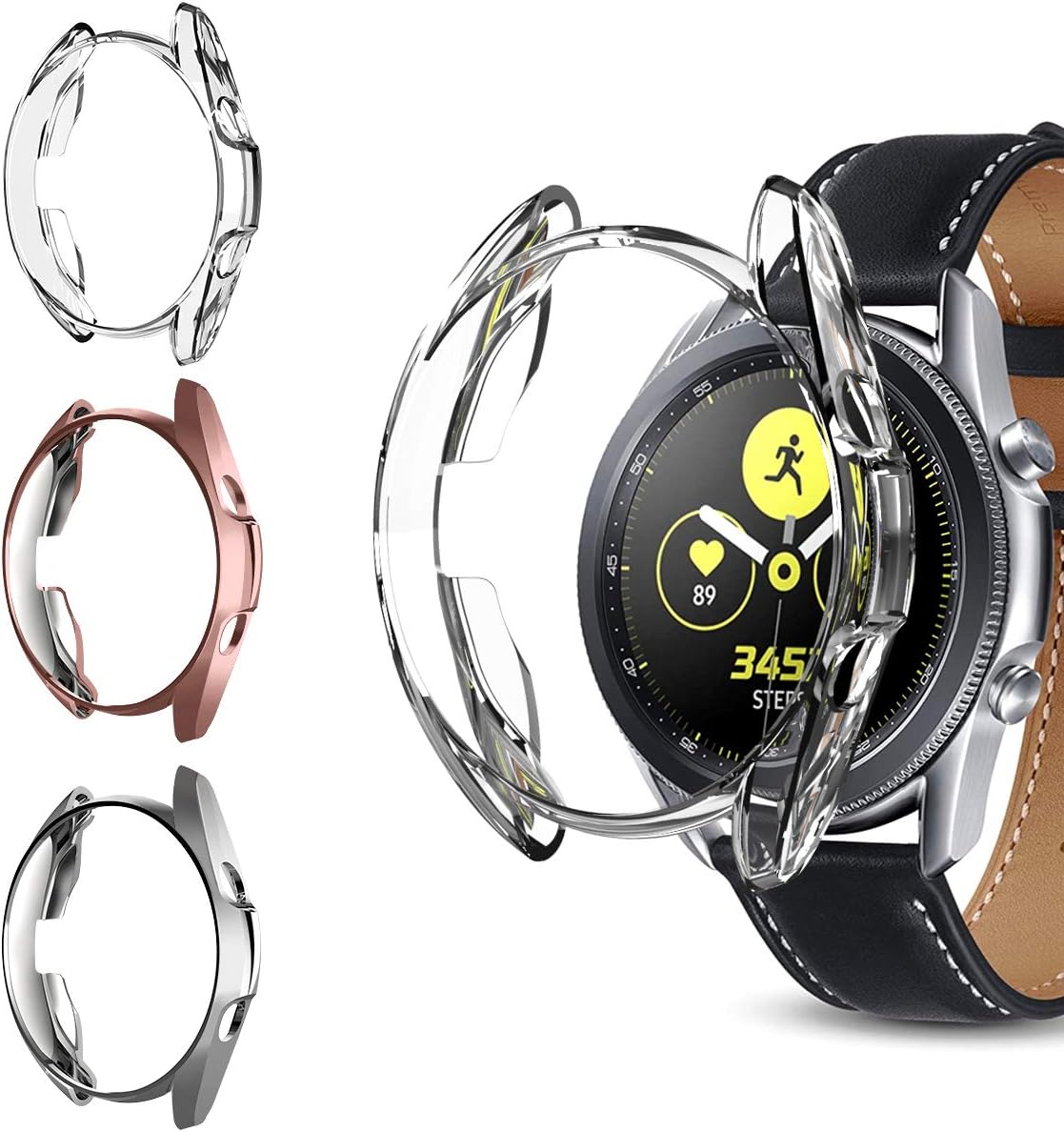 3 Packs Screen Protector Compatible Samsung Galaxy Watch 3 41mm Case, NAHAI TPU Ultra-Slim Plated Shock-Proof Case Full Protective Bumper Shell for Galaxy Watch 3 41mm