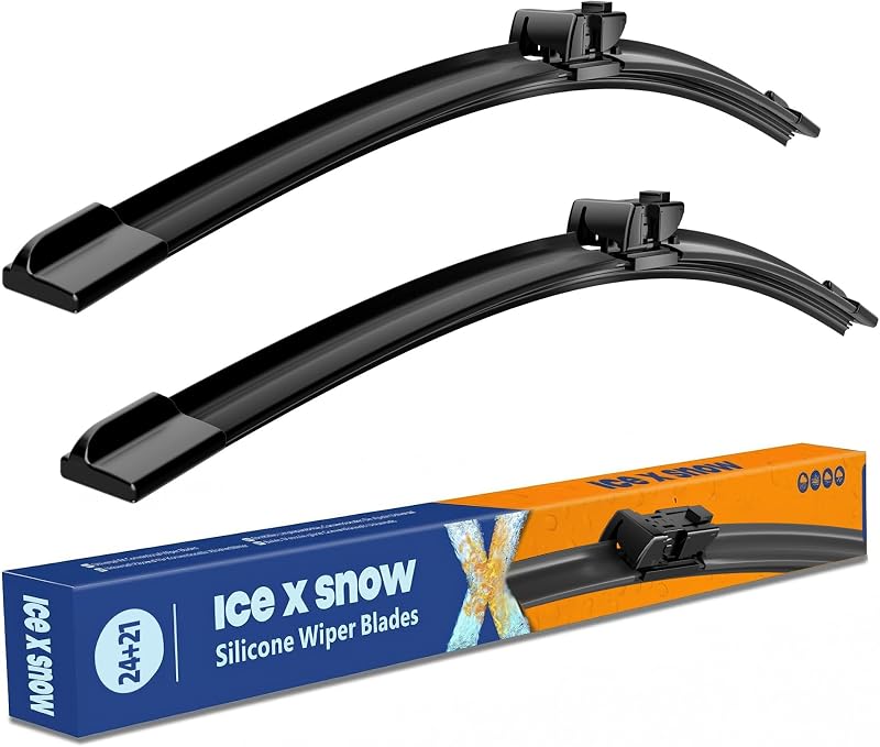 Palhetas do limpador de para-brisa de silicone icexsnow 60,96 cm + 53,34 cm para Chevrolet, Volkswagen, Saturn e Land Rover – Kit com 2