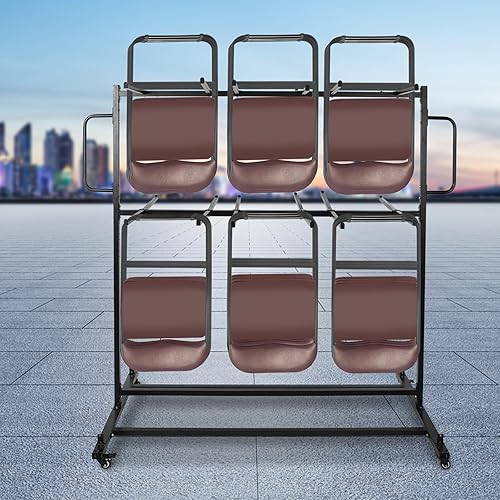 Miniatura 7 de Estante plegable para silla, estante con ruedas giratorias para guardar 84 sillas o 12 mesas, silla plegable y carrito de mesa con ruedas