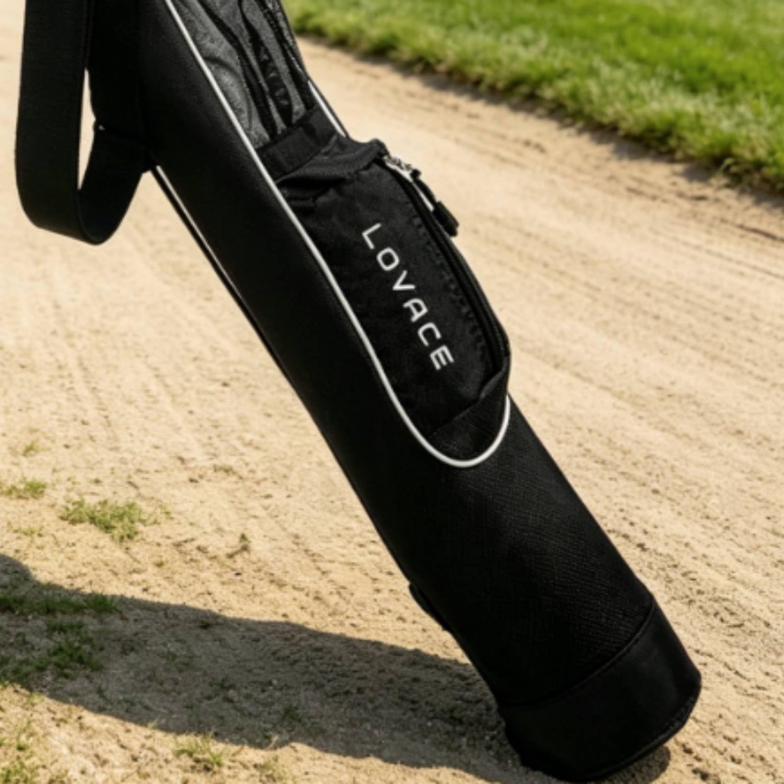 TISHITA Sac de Golf Trépied Demi Série Housse Transport Étui Équipement Sac Club Design Demi Série Peu Encombrant Léger pour Déplacements Organisation des, Noir