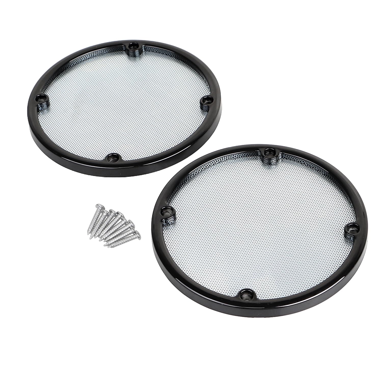 Rear Speaker Trim Metal Mesh Grill Cover for Harley Touring Electra Glide 1996-2013 Street Glide FLHX 2006–2013, Black Trim+Chrome Mesh