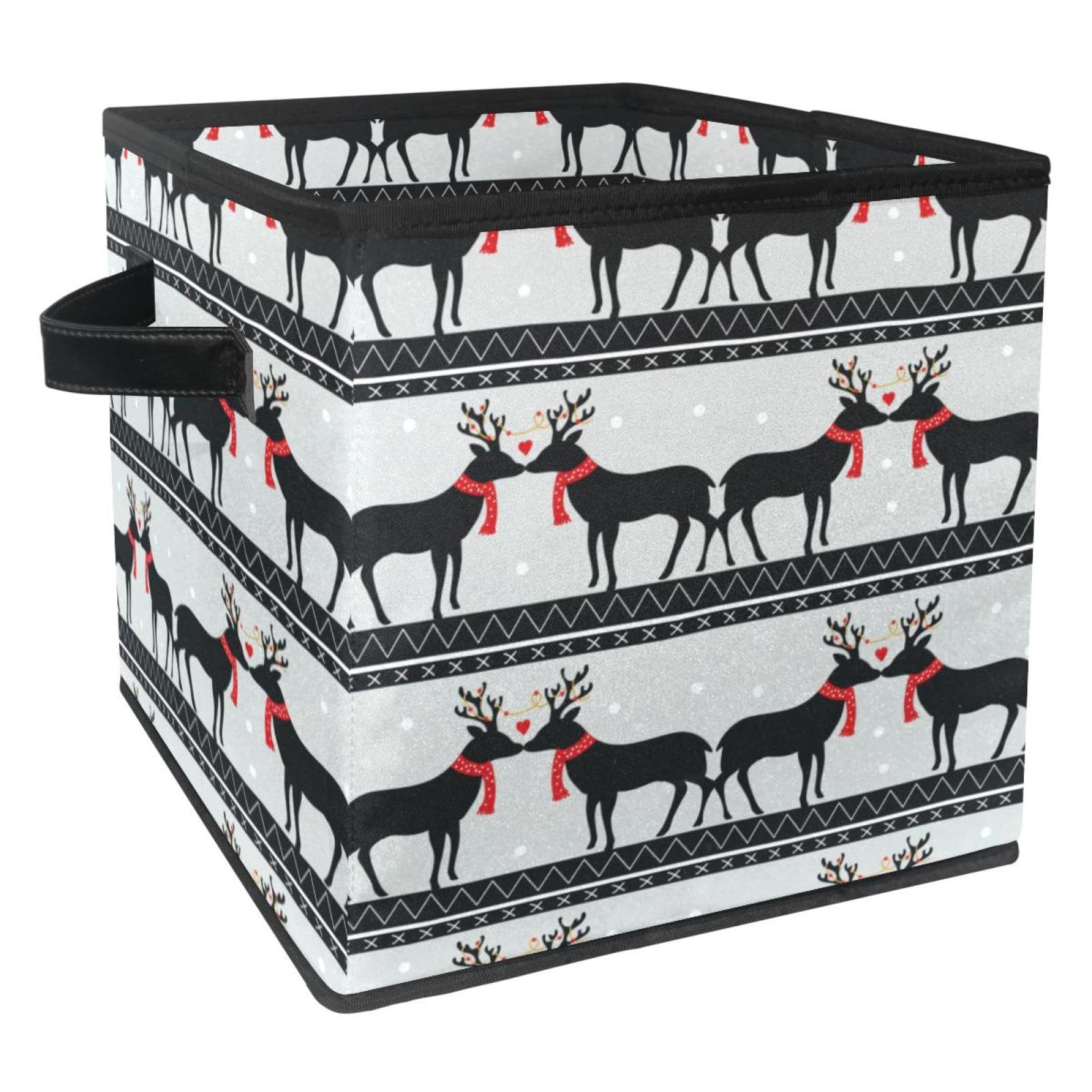 Boîte de rangement pliable pour chambre à coucher, cube tissu cerf de Noël féerique