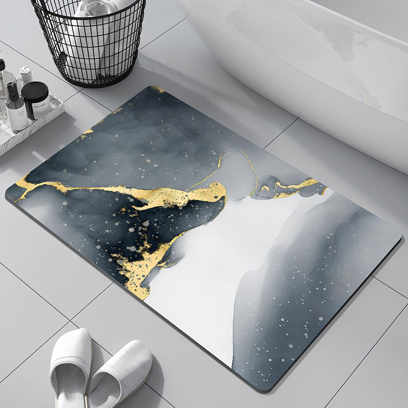 Pinkrin Diatomite Stone Bath Mat - Tappetino da Bagno in Pietra Morbido e Confortevole, Estremamente Assorbente, Perfetto Tappetino da Bagno Antiscivolo, Adatto per Diversi Stili di Casa