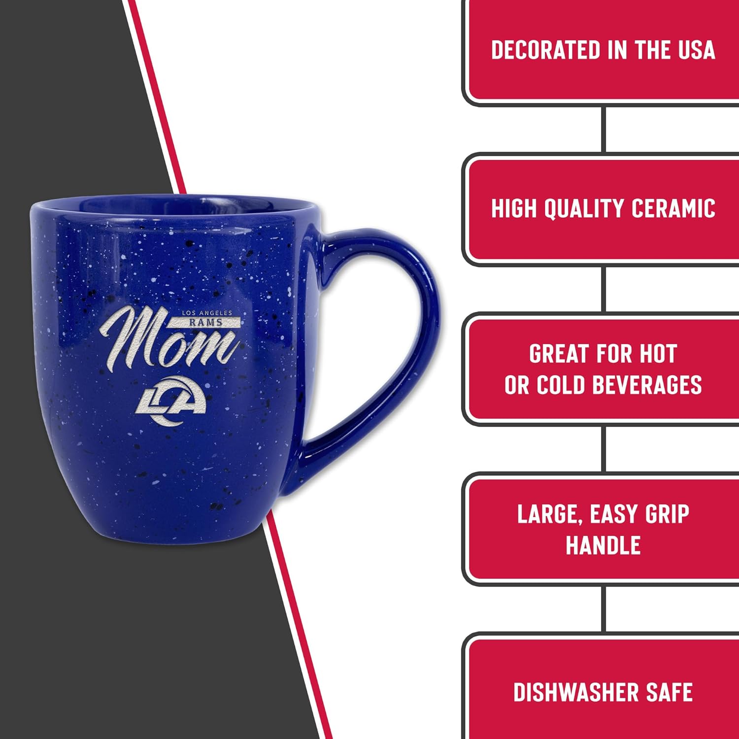 Rico Industries NFL Football Mom Red 16 oz Team Color Laser Engraved Speckled Ceramic Coffee Mug - Image 6