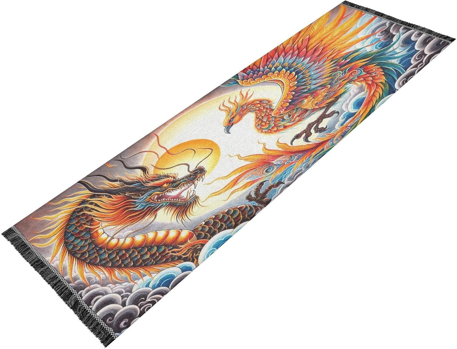 Kigai Dragon and Phoenix Runner Rug, Non Slip Washable Hallway Runner Rug Soft Carpet Runner for Bedroom, Entryway, Laundry 2' X 6'