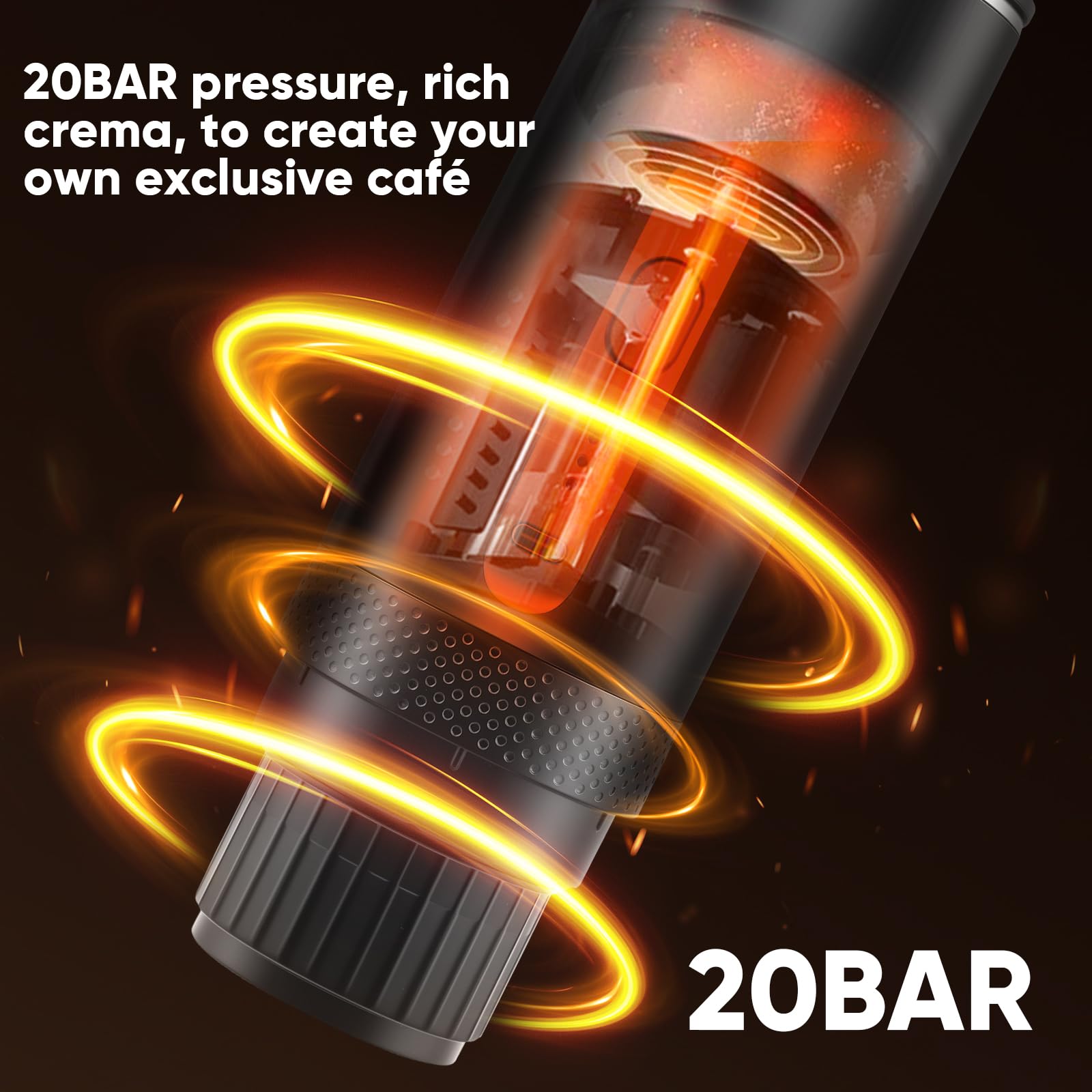3 En 1 Tragbare Kaffeemaschine Kapseln, Mini Espressomaschine Klein mit 20BAR Pumpdruck, Reise Kaffeemaschine Klein mit Akku, Camping Geschenke für Home, Auto & Outdoor