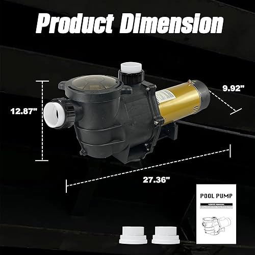 Miniatura 6 de Bomba de piscina PureBy InAbove Gound de 2.5 HP, motor de piscina de doble voltaje de 115230 V, caudal 6480 GPH, tamaño de puerto de 2 pulgadas con