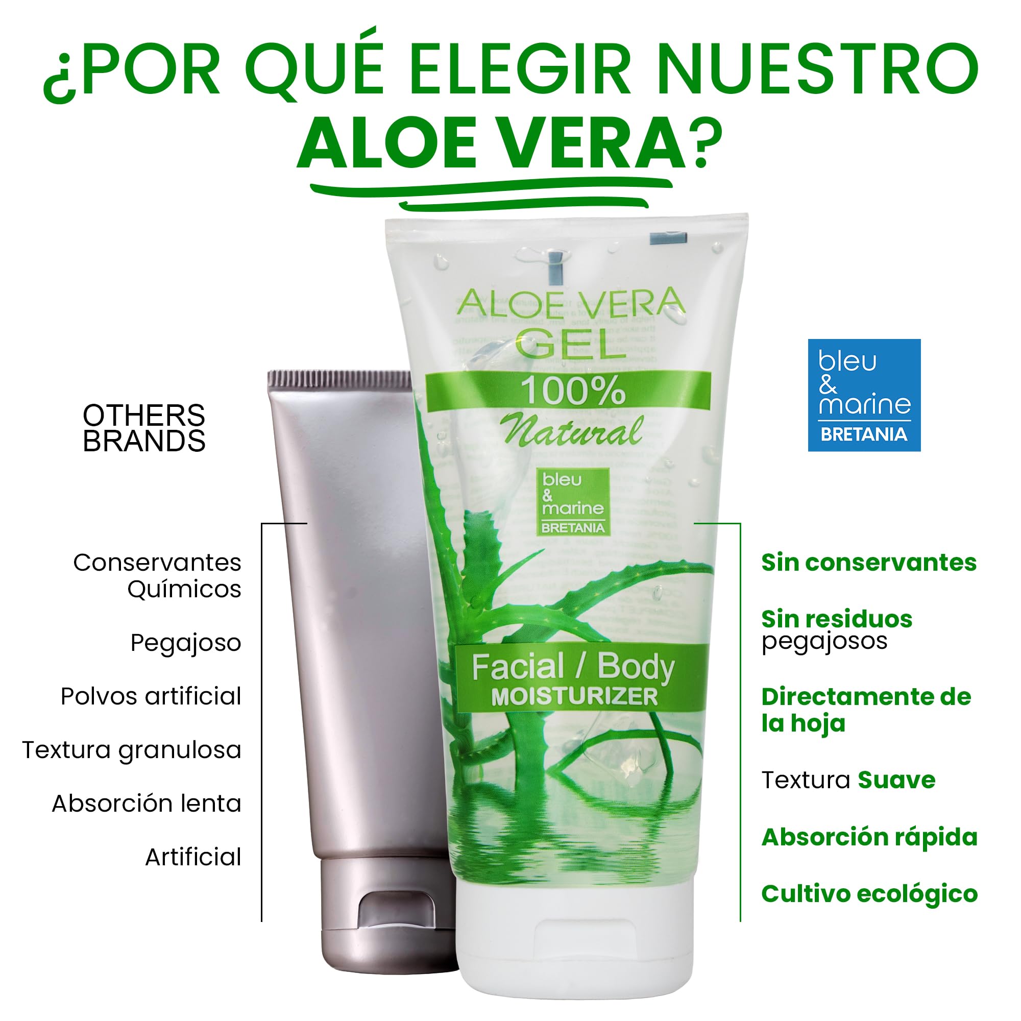bleu & marine Bretania 100% Natural Gel de Aloe Vera Refrescante Hidratante Rostro y Cuerpo Acondicionador Pelo - 5000 ml