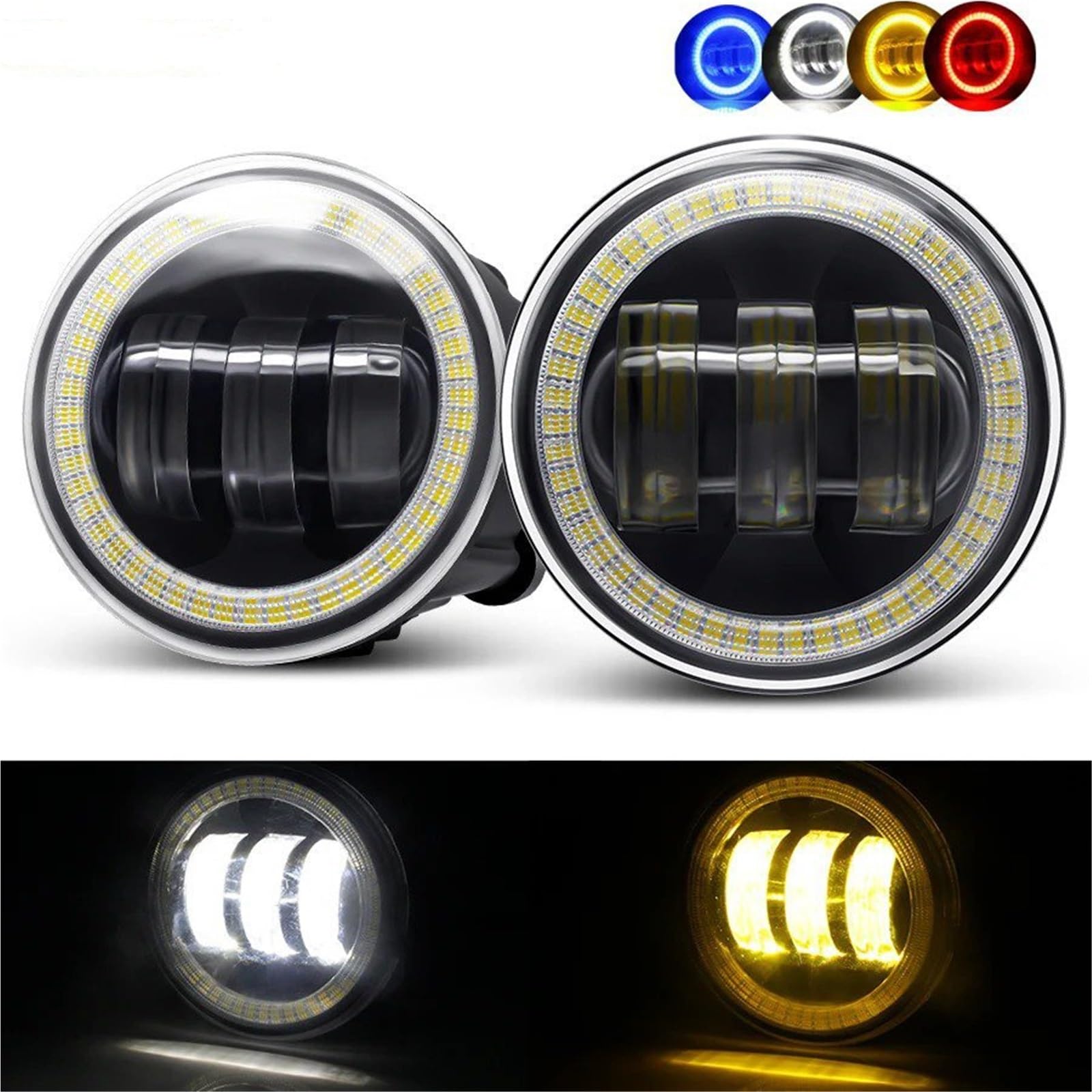 Faros Antiniebla Para FX FX35 FX37 FX45 FX50 G G25 G37 M M35H M37 M56 Luz Antiniebla De Ojo Ángel Coche Lente LED 30W Lámpara Diurna DRL 12V Antiniebla Delantero(Yellow Yellow)