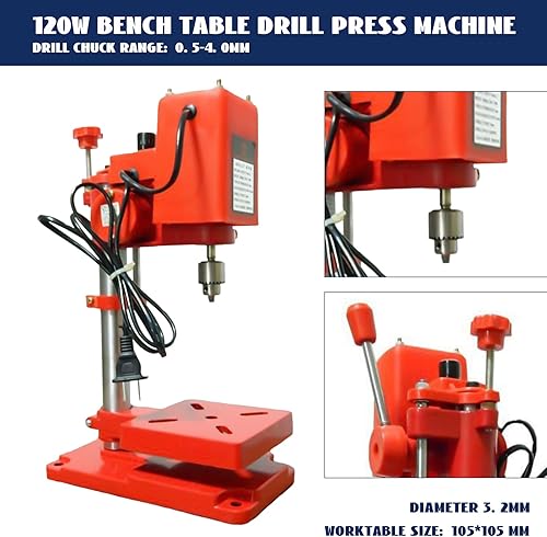 Miniatura 3 de Banco de prensa de taladro, 110 V 120 W, mini máquina de prensa de taladro portátil de velocidad continua, alta precisión, herramienta de prensa de