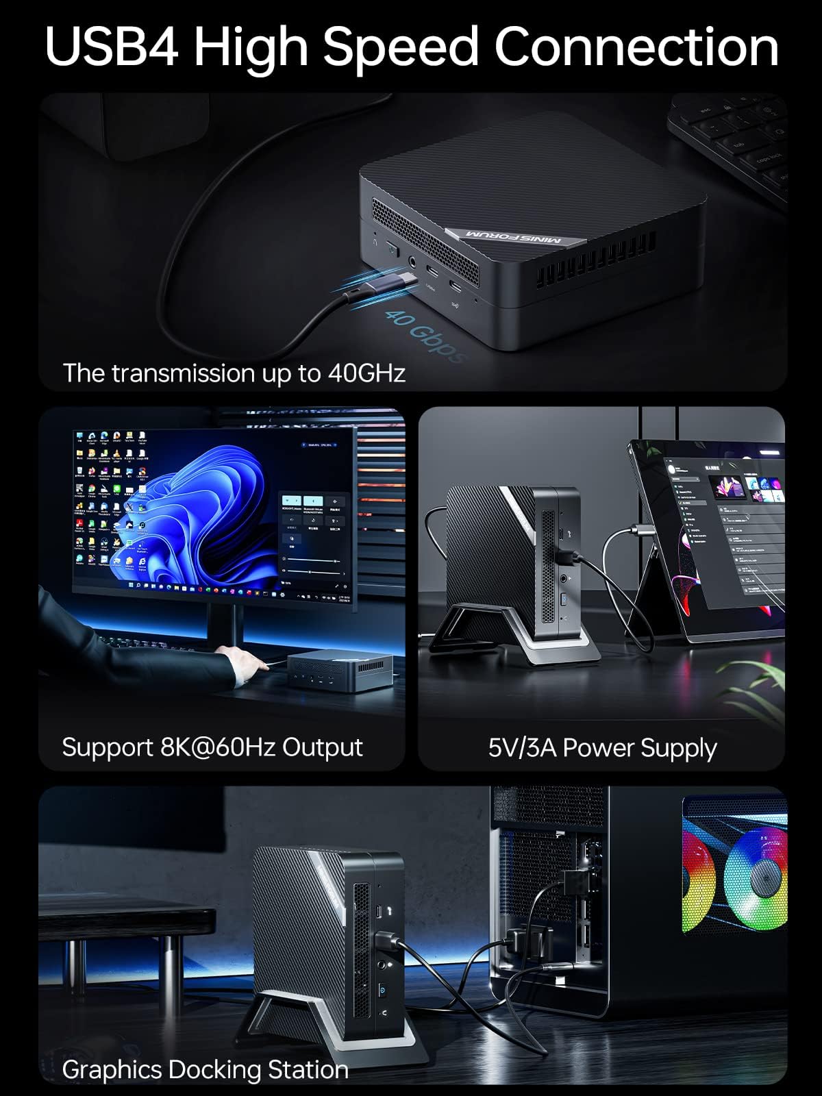 MINISFORUM Mini PC UM773 Lite, AMD Ryzen 7 7735HS 8 Core Scalable