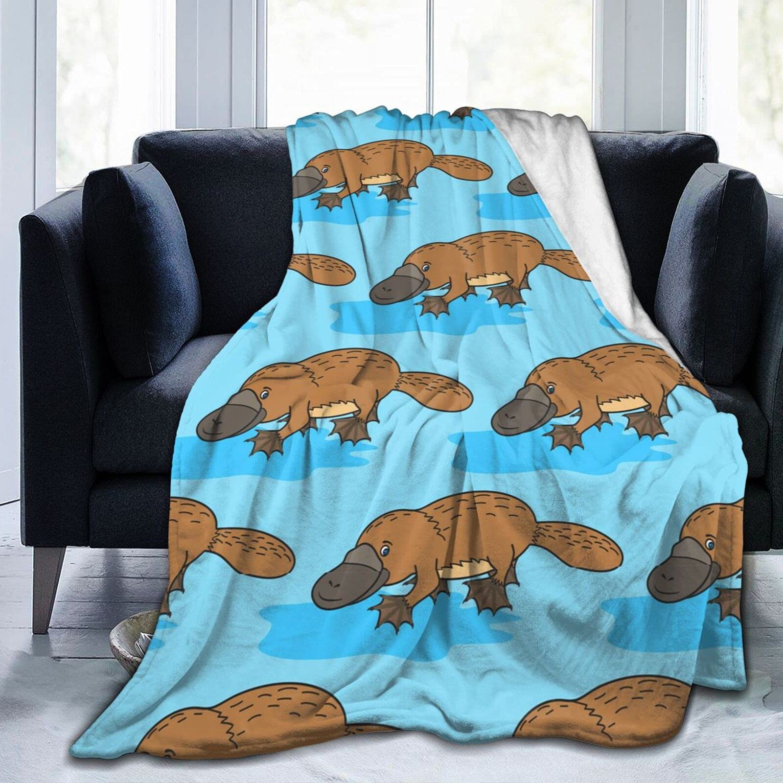 AOOEDM Platypus Flannel Fleece Throw Blankets for Bed Sofa Living Room Soft Blanket Warm Cozyffy Throw Plush Blanket