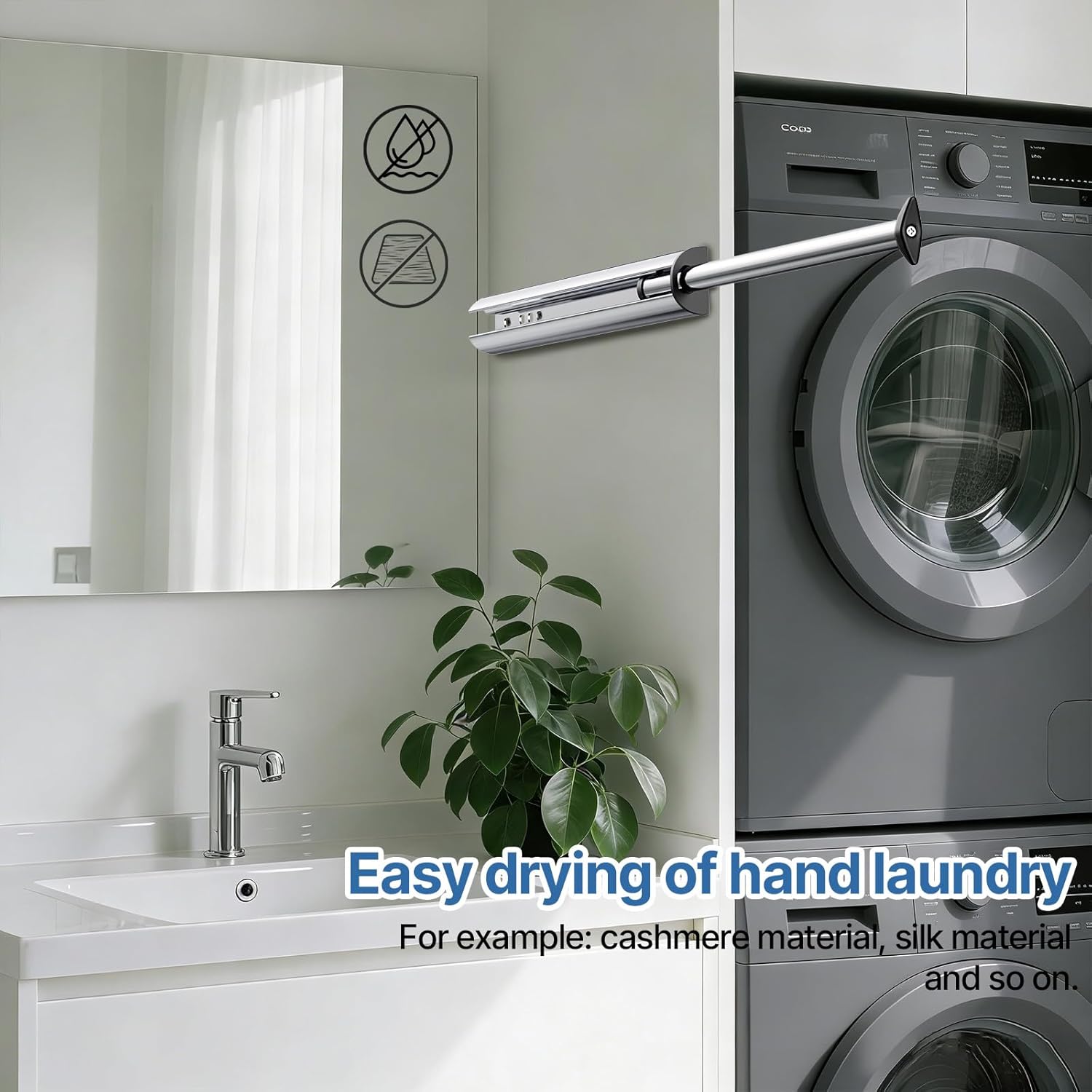 14-Inch Valet Rod for Closet Pull Out, Azcom Hanging Telescoping Clothes Rod, Adjustable Clothes Rod-Silver