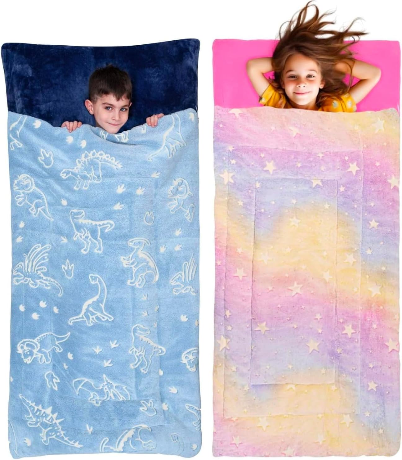 Bollepo Dinosaur & Rainbow Stars Sleeping Bag Bundle