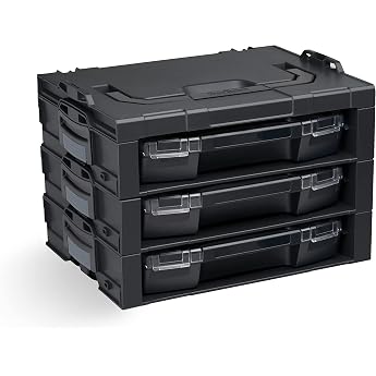 Bosch Sortimo i-BOXX Rack Active with i-BOXX 72 Empty Black Set of 3 Stackable Tool Box Tool Storage System Shelf i Rack Adapter Plate for L-BOXX
