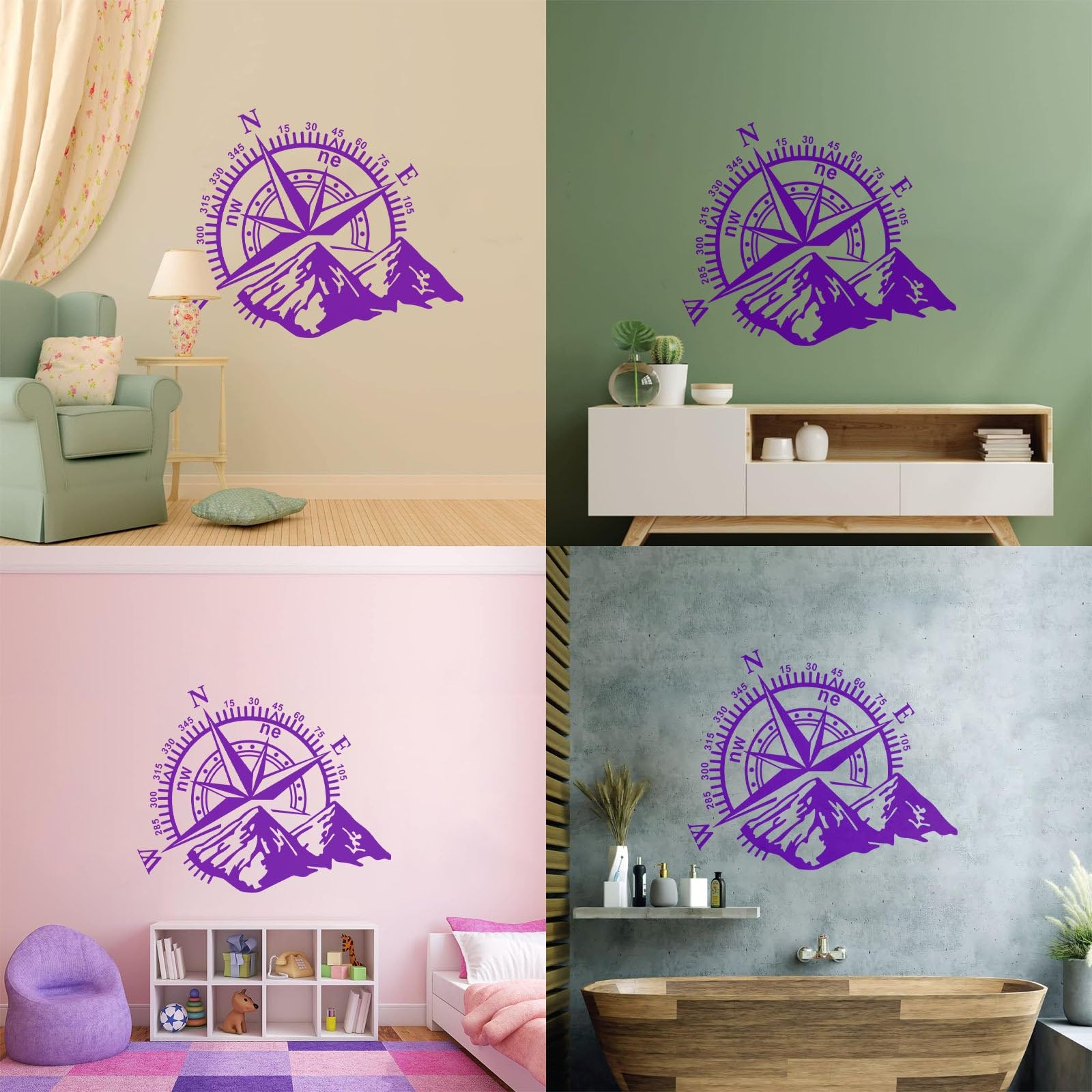 Camper RV Compass Mountains Truck Car Sticker Adventure Travel Camping Vehicle Decal Bedroom Vinyl Home Decor Large - 56x68cm - Image 3