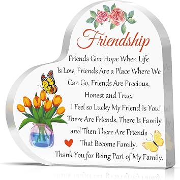 Friendship Desk Sign for Women Best Friend Birthday Gifts Decorative Soul Sister Gift Friend Acrylic Plaque Bestie Gifts for Women Acrylic Sign Friendship Gift for Woman Christmas Desk Decor for Home