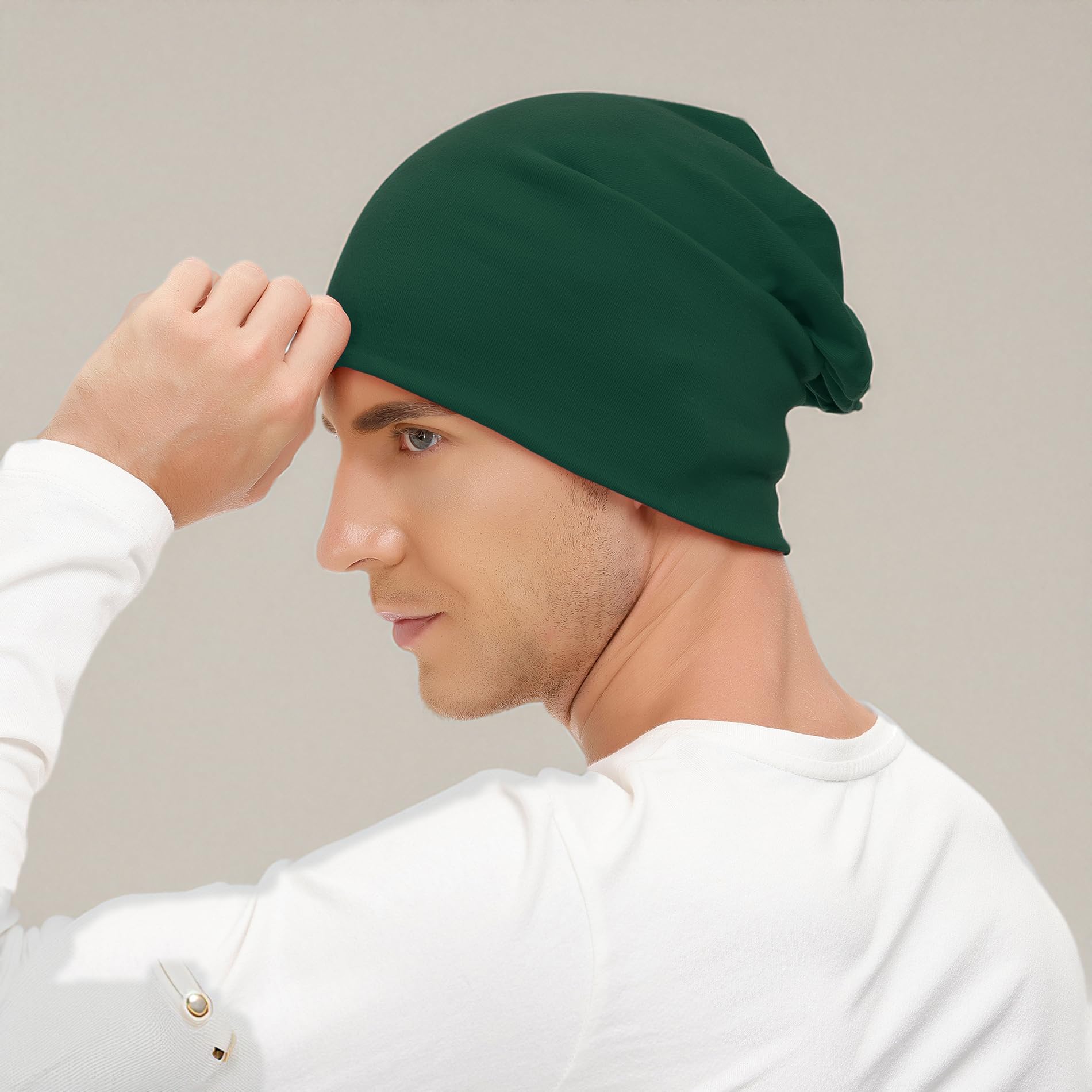 Berretto per uomo/donna Slouchy Beanie Cappelli Hip Hop Skull Cap Baggy Elegante Leggero Cappello Cappellino, A verde.
