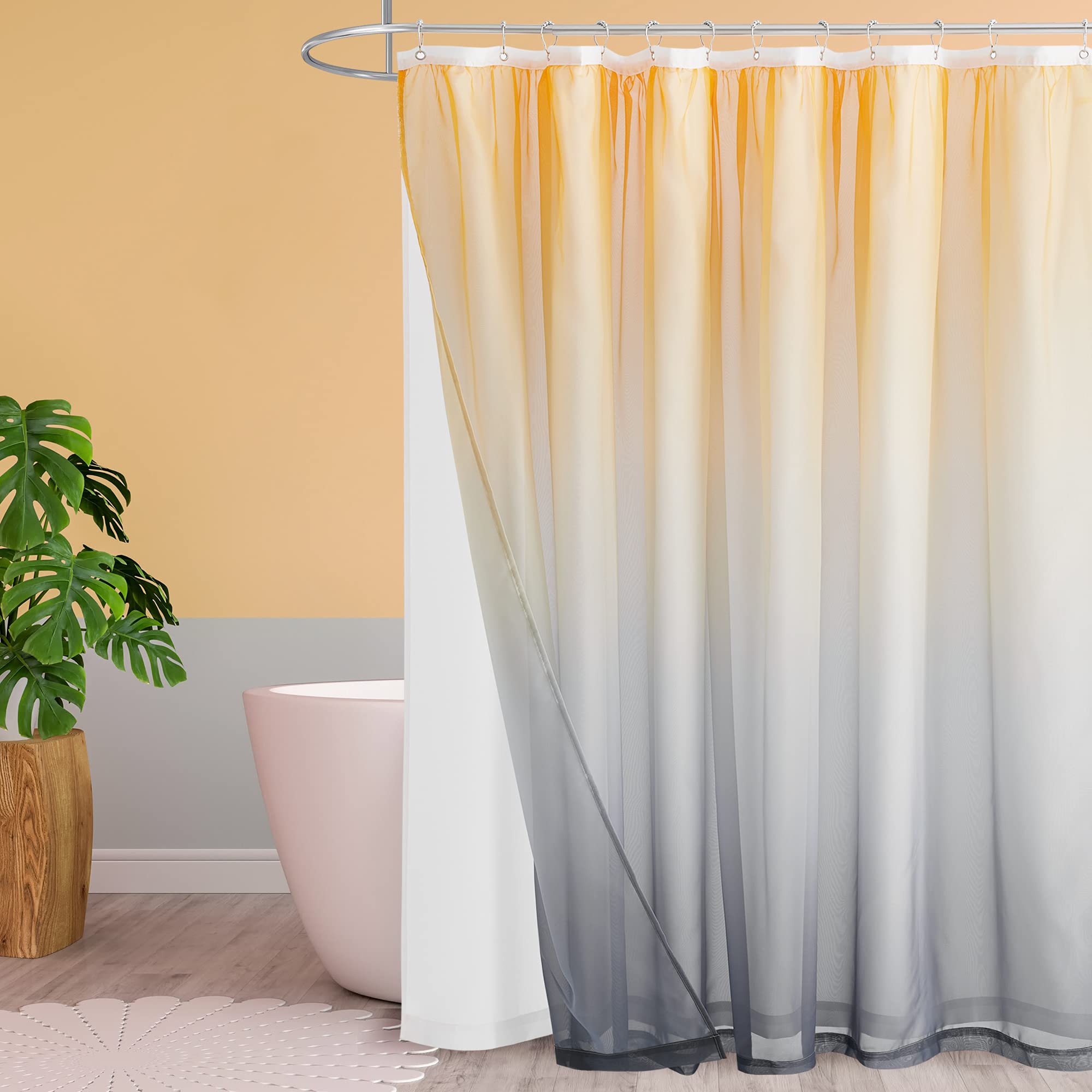 NICETOWN Ombre Shower Curtain Set for Bathroom - Waterproof Privacy Washable Bathroom Shower Curtains with 12 Hooks, 1 Panel, 72 x 72 Inch