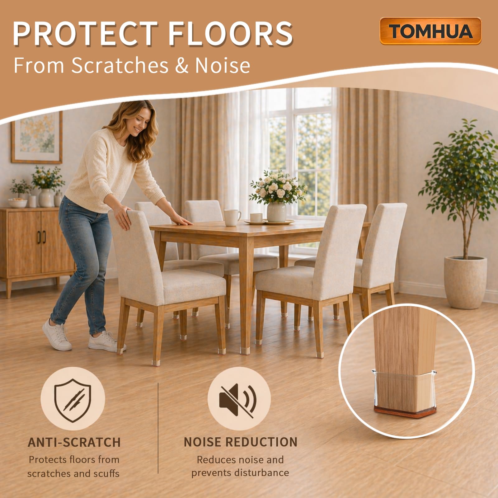 28 Protectores De Suelo Rectangulares Para Patas Silla, Suelos Madera Dura, Tapas Silicona, Almohadillas Fieltro Muebles, Transparentes Sillas, Protegen El