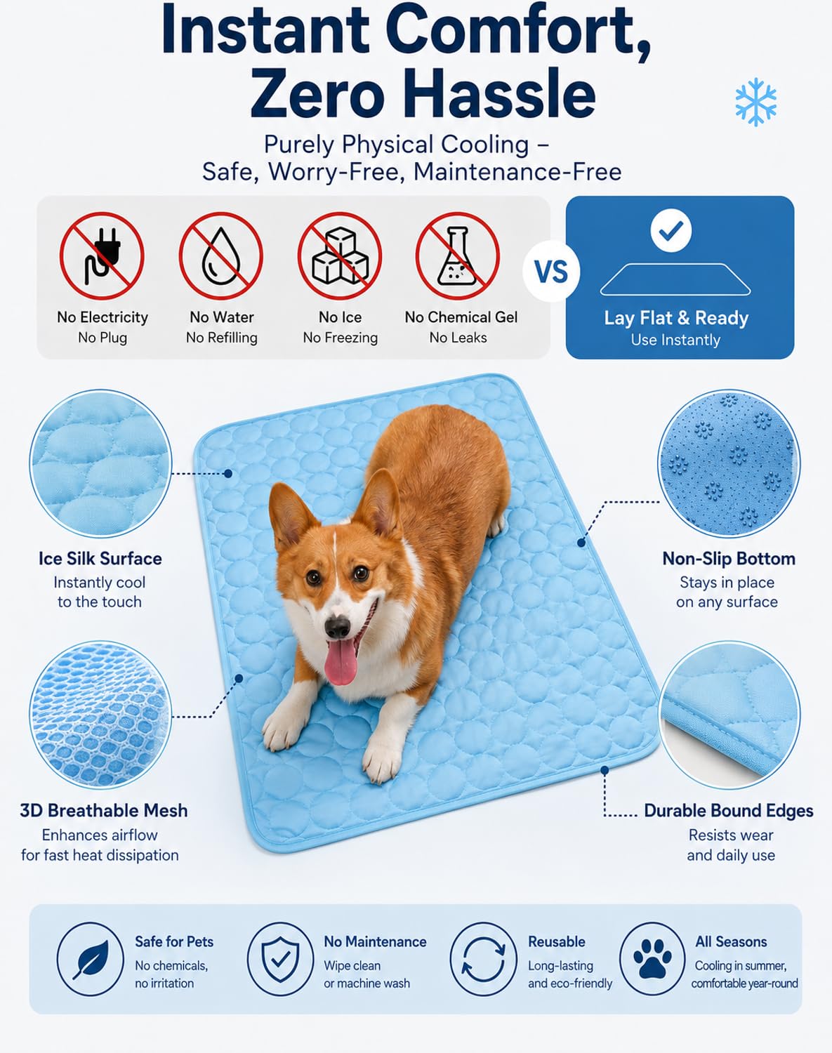 Novaras Alfombra Refrescante para Perros, Alfombrilla Transpirable De Seda Fría para Perros (Lavable), Almohadilla Refrescante Antideslizante para Perros Y Gatos; Apta para Sofá (Marrón,XL)