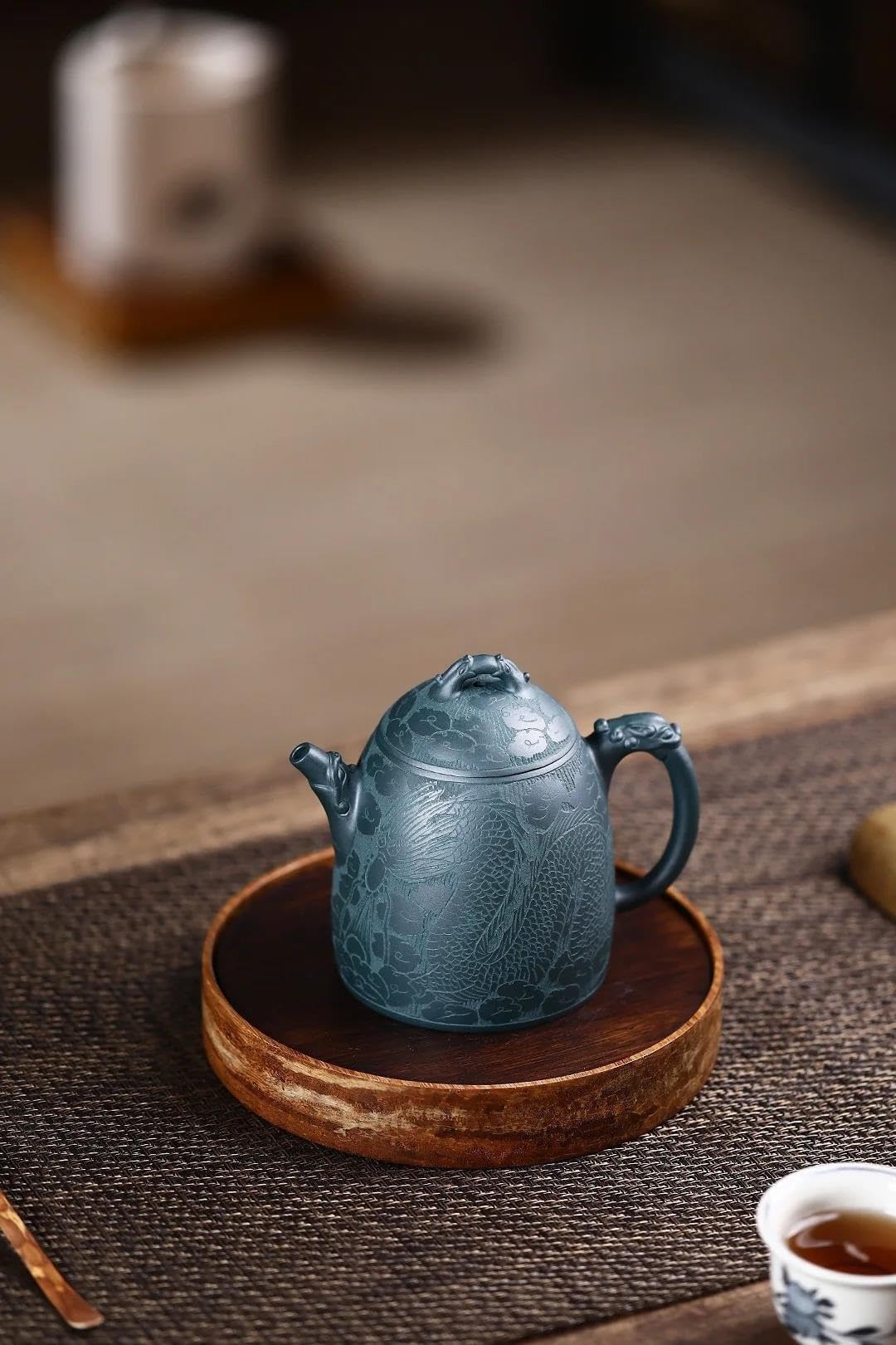 Zestaw do herbaty popołudniowej, ręcznie robiony dzbanek do herbaty z motywem smoka, chiński zestaw Zisha, kolekcja fioletowej gliny Yixing, 300 ml, zestawy do herbaty