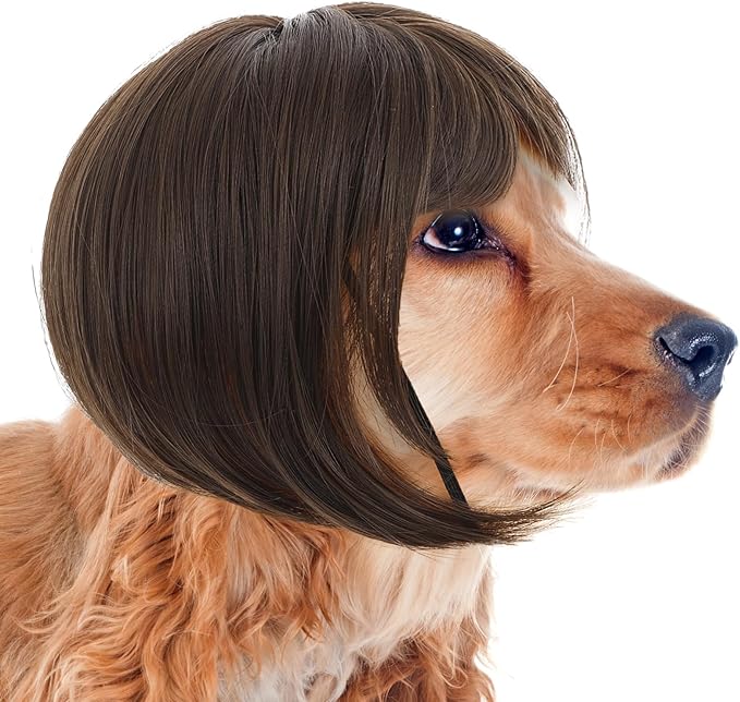 Peluca para Perro Molain Disfraz Halloween Cosplay Ajustable Marrón miniatura 8