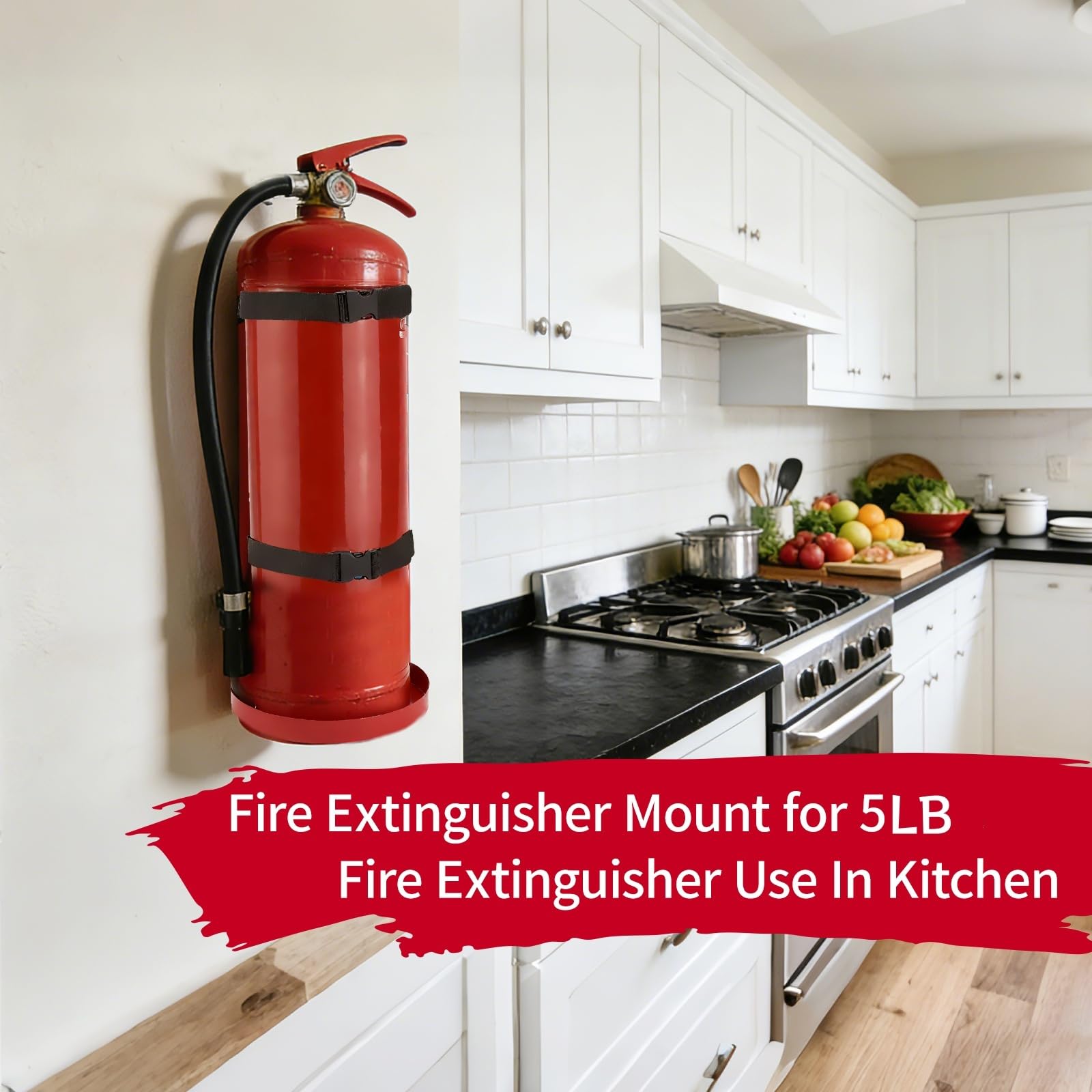 Soporte para extintor de incendios, soporte de pared para extintor, compatible con extintores de 5 libras, ideal para el hogar, coche, caravana, camión