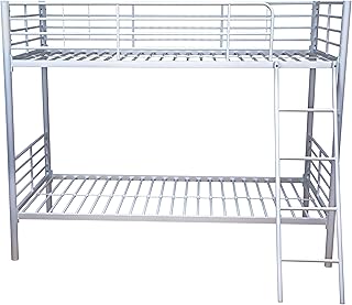 Byinone Metal Bunk Bed Black for 90X190 CM Single Loft Bed Frame with Ladder 3 Colours (Black-White-Grey) (Grey)