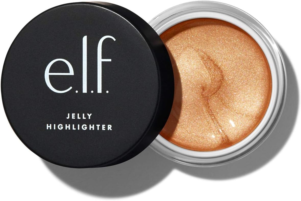 e.l.f., Jelly Highlighter, Smooth, Dewy, Versatile, Long Lasting, Illuminizing, Adds Glow, Blends Easily, Dew - Bronze Gold, Applies Wet, 0.44 Fl Oz