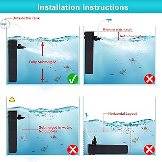 Internal Fish Tank Filter with 3-Stage Biochemical Sponge Filtration, 10W Adjustable Water Flow Submersible Aquarium Filter Pump for 80l ~ 150l Freshwater or 60l ~ 90l Saltwater, TC-900C(600L/H)