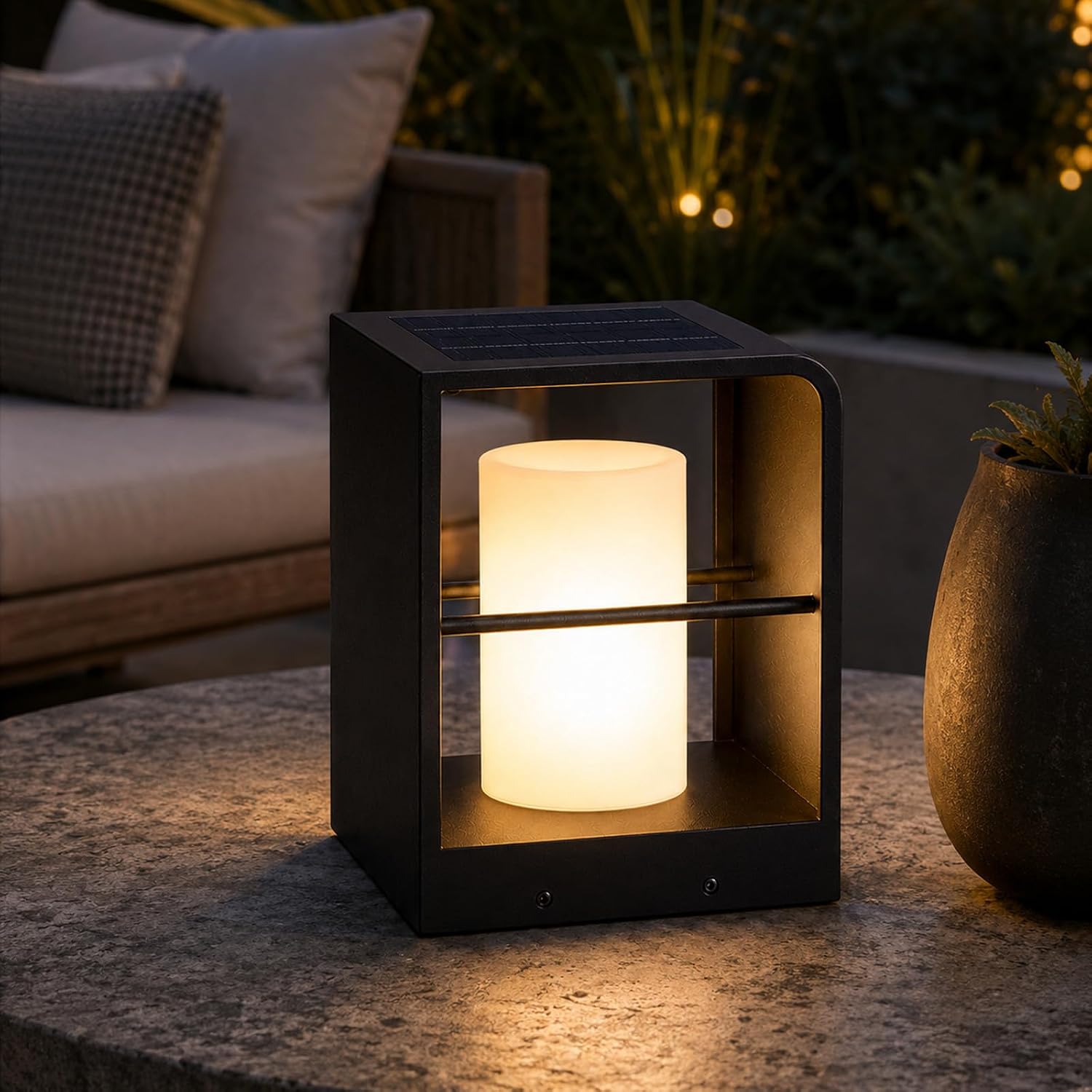 11-Inch Outdoor Solar Lanterns Waterproof IP65, LED Floor Lamp | Smart Dimmable Floor Lamps with Remote Brightness & Timer Control, Solar Powered Outside Lantern Duskto Dawn for Yard