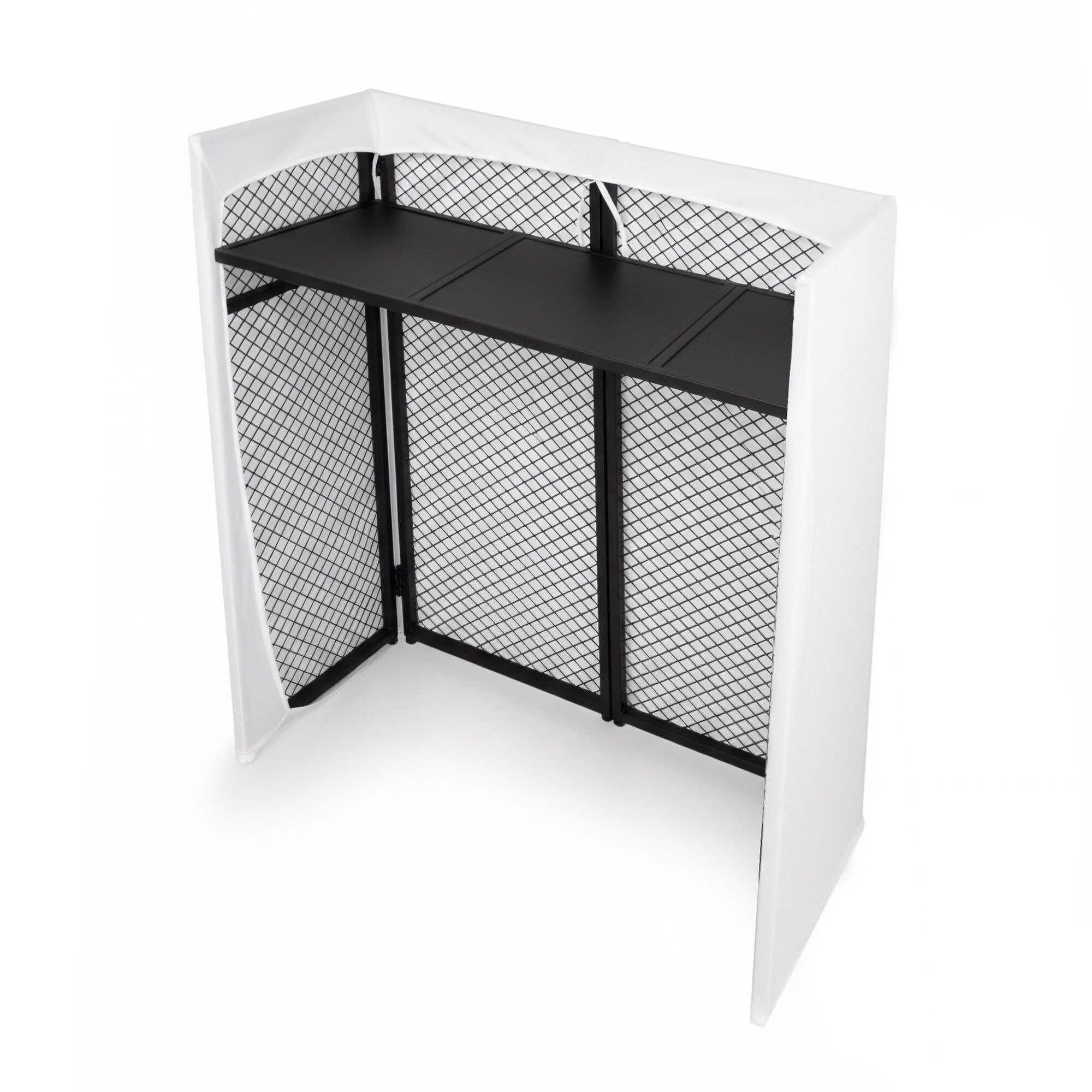 Vonyx DBC105 - Mobiler DJ Tisch Klappbar - 1 Meter, Kompakter DJ Pult inkl. Tasche & 2 Cover (Weiß/Schwarz), 25kg Belastbar, Mobiler DJ Stand für Equipment & Controller - Alu Schwarz