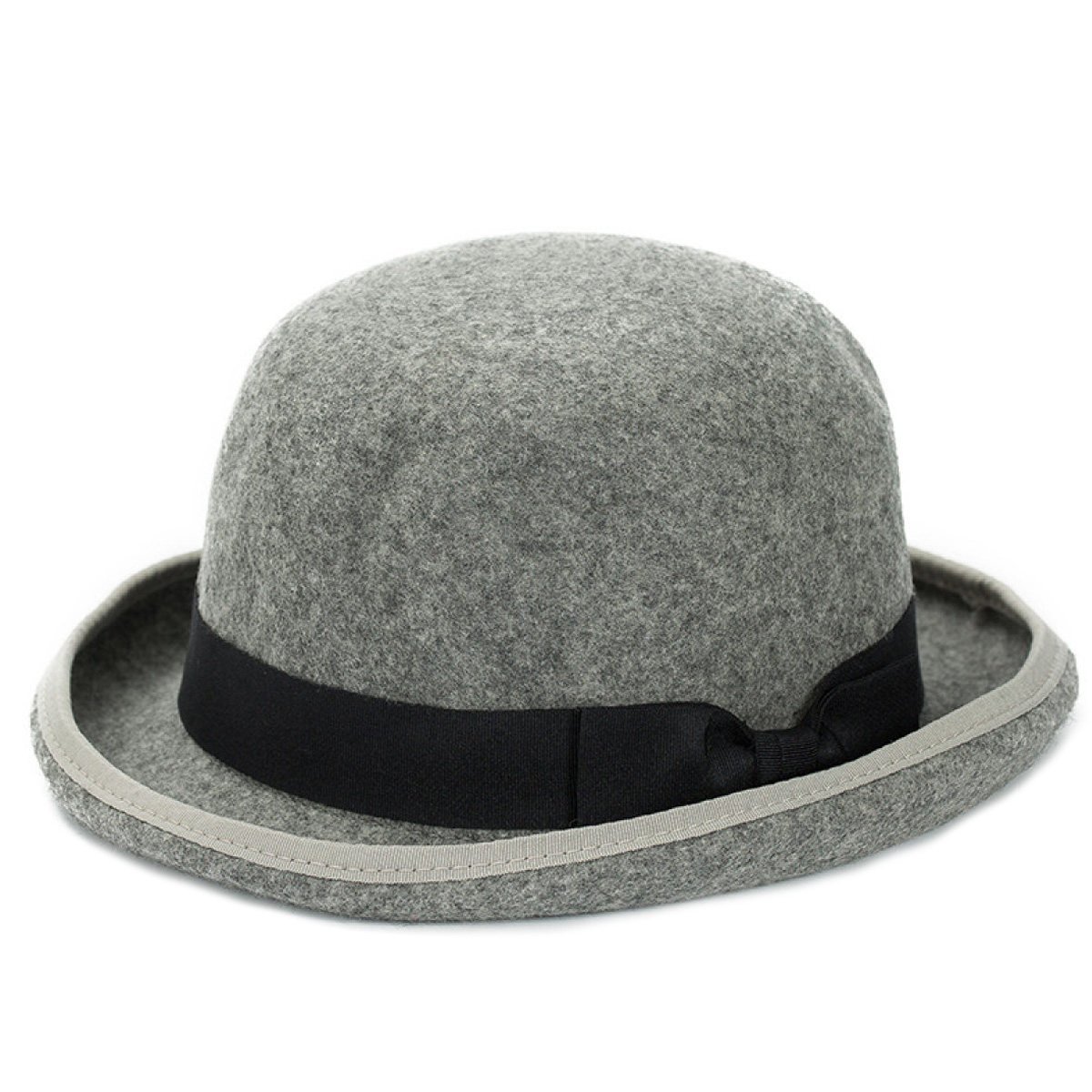 Women Graceful Banding Ornament Wild Edge Curl Basin Hat Derby Hat