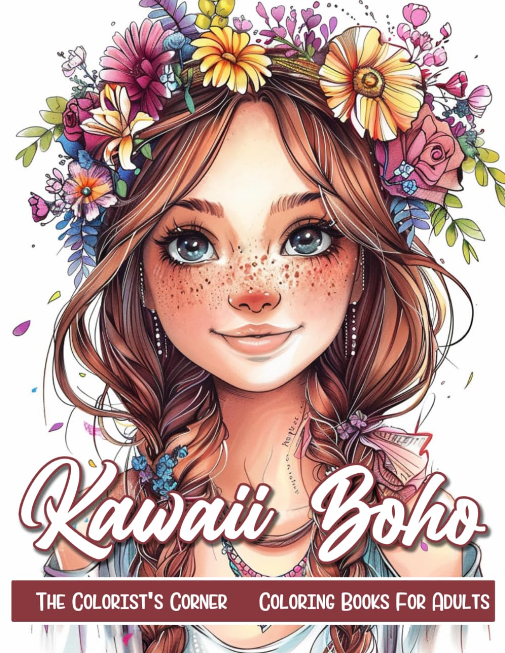 Kawaii Boho Coloring Book: Adult Coloring Book Featuring Breathtaking Portraits of Beautiful Boho Women