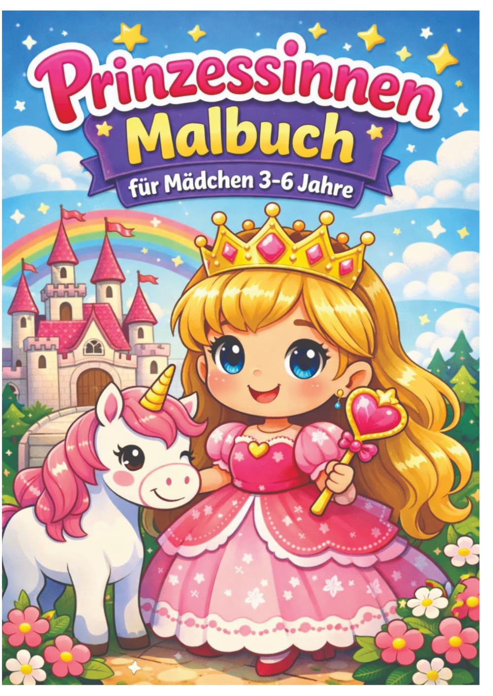 Prinzessinen Malbuch für Mädchen 3–6 Jahre: Einfaches Ausmalbuch mit süßen Prinzessinnen | Große Motive & dicke Linien