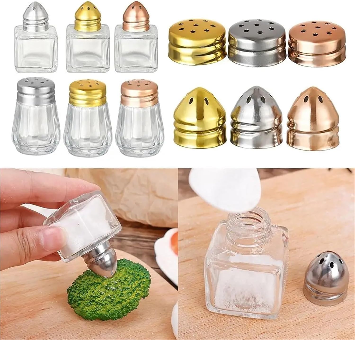 Small Salt and Pepper Shakers 20PCS 10/15ML Mini Spice Bottle Clear Glass BBQ Pepper Seasoning Salt Shaker Food Storage Container with Lid for Picnic And Camping(1)