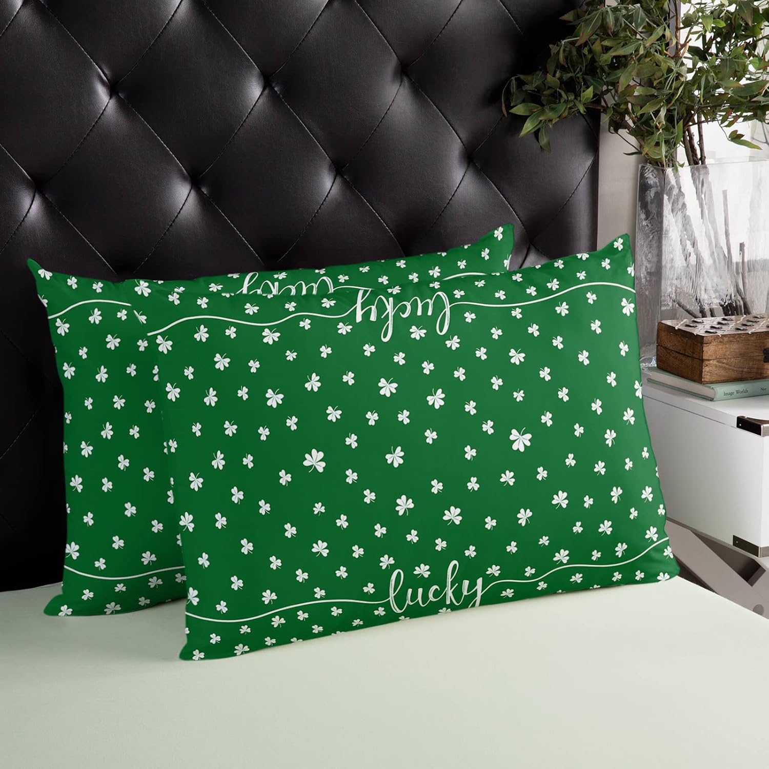 Pillow Covers 24x36 Inch - Body Green Lucky Shamrock Clover Spring St. Patrick's Day Soft Brushed Microfiber Pillowcases with Hidden Zipper Closure Bed Pillow Shams for Bedroom Sofa Car