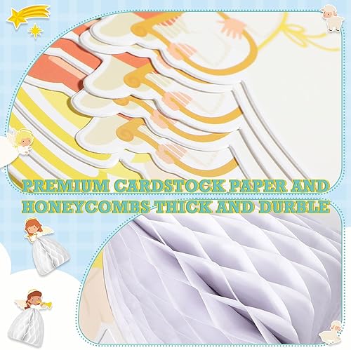 Miniatura 4 de Zhanmai 76 piezas 3D de decoración de tablón de anuncios de la natividad cristiana con ángulo de panal para aula, belén religioso, escena de