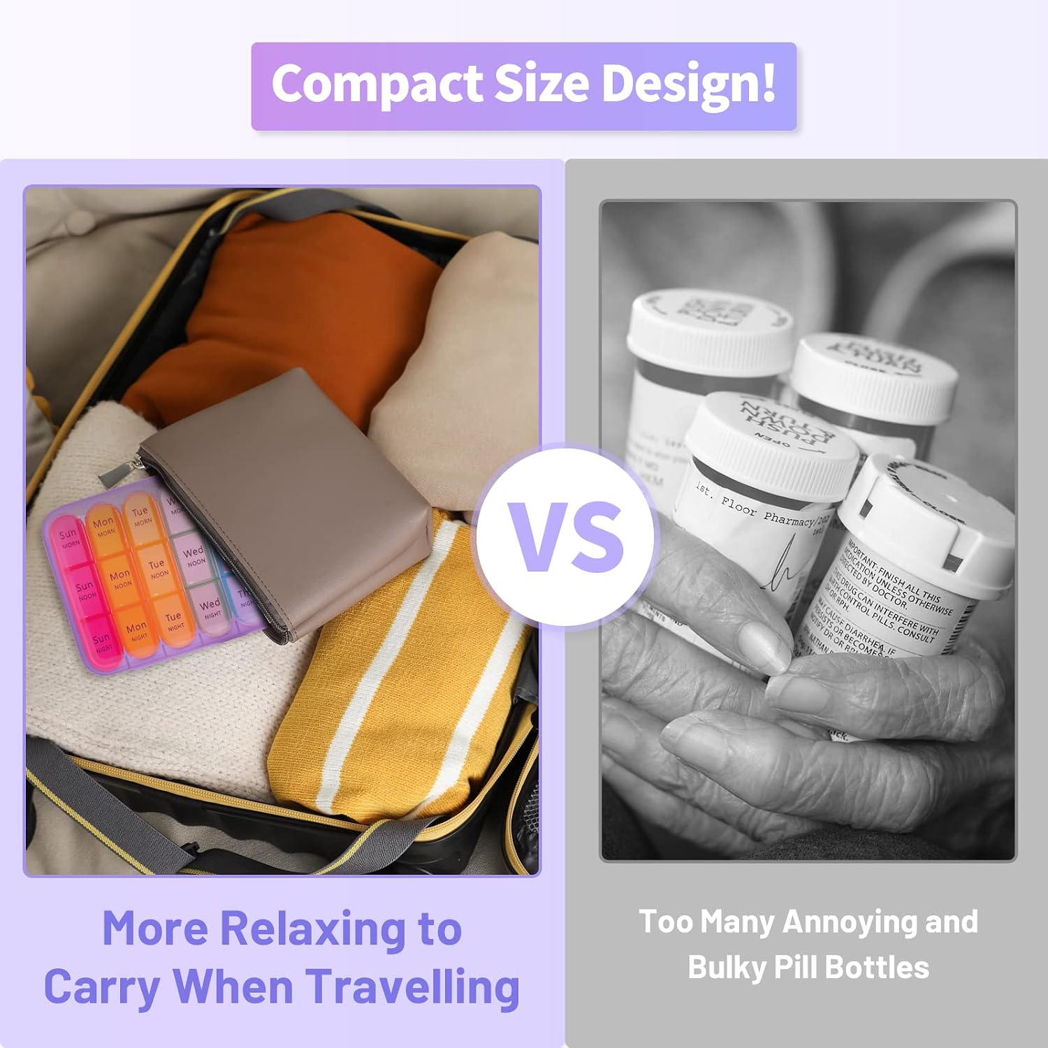 Pill Organizer 3 Times a Day, Weekly Pill Box 3 Times a Day - Daily Pill Box 7 Day Medicine Organizer, Large Pill Case with 21 Compartment Travel Pill Organizer Container,to Hold Vitamins, Medicine