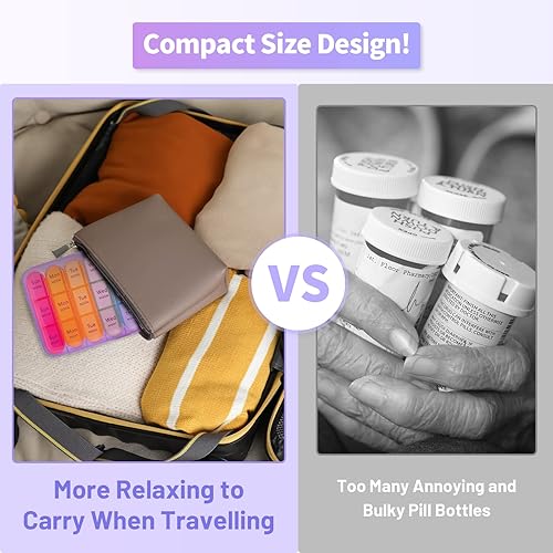 Miniatura 5 de ASprink Organizador de pastillas 3 veces al día, pastillero grande con 21 compartimentos, organizador de pastillas de viaje, para contener