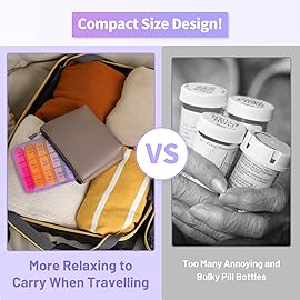 ASprink Pill Organizer 3 Times a Day, Large Pill Case with 21 Compartment Travel Pill Organizer, to Hold Vitamins, Medicine