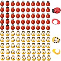 Vista 1 de 120 piezas de abejas de madera y mariquitas de madera, mariquitas de madera, adornos autoadhesivos para manualidades, álbumes de recortes, baby