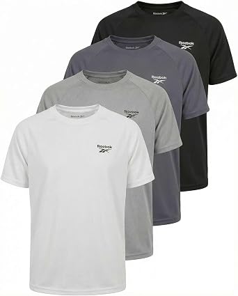 Reebok 4 Pack Boys Mesh Athletic T-Shirts Short Sleeve Kids Running Tops