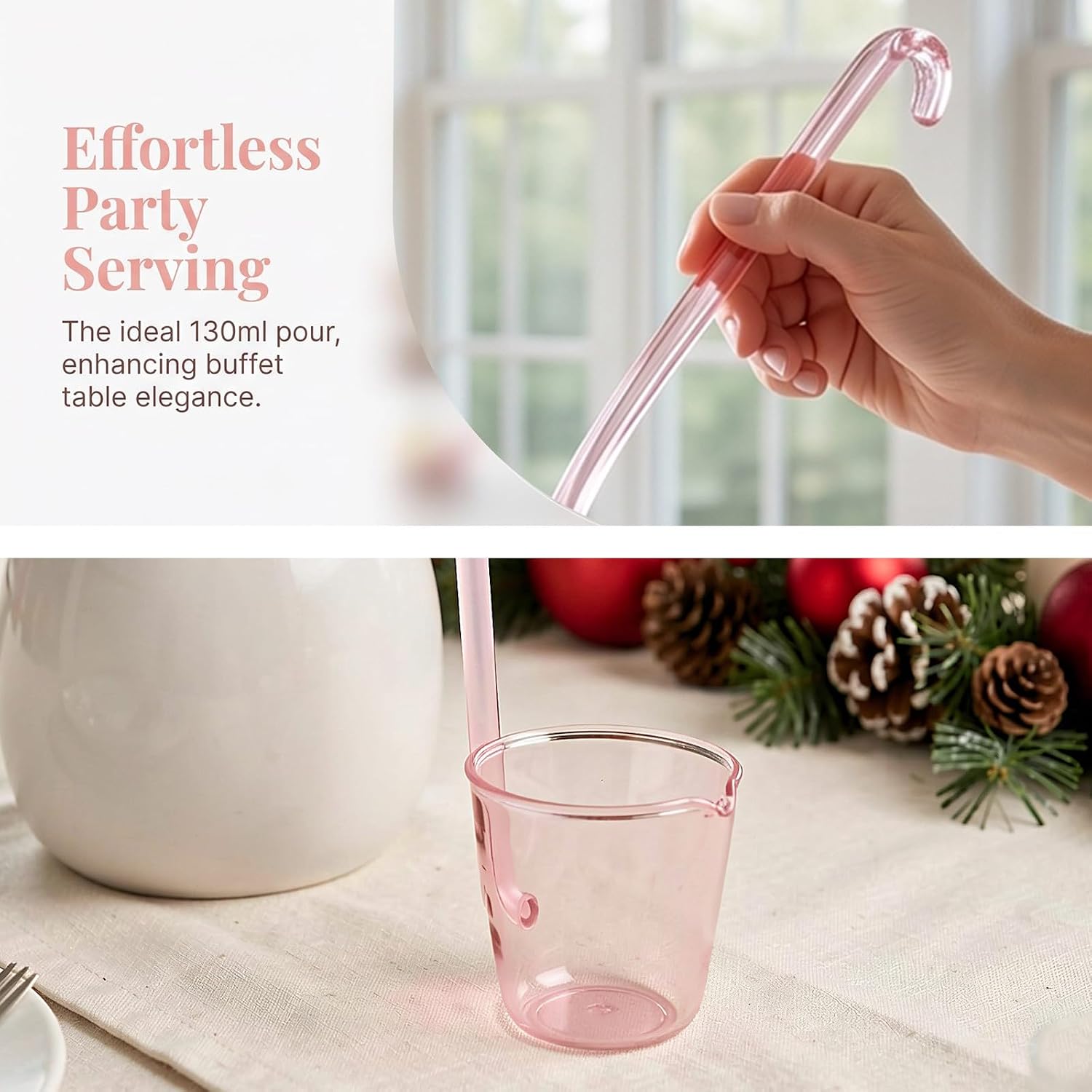 Glass Punch Ladle 130ml with Long Handle for Parties