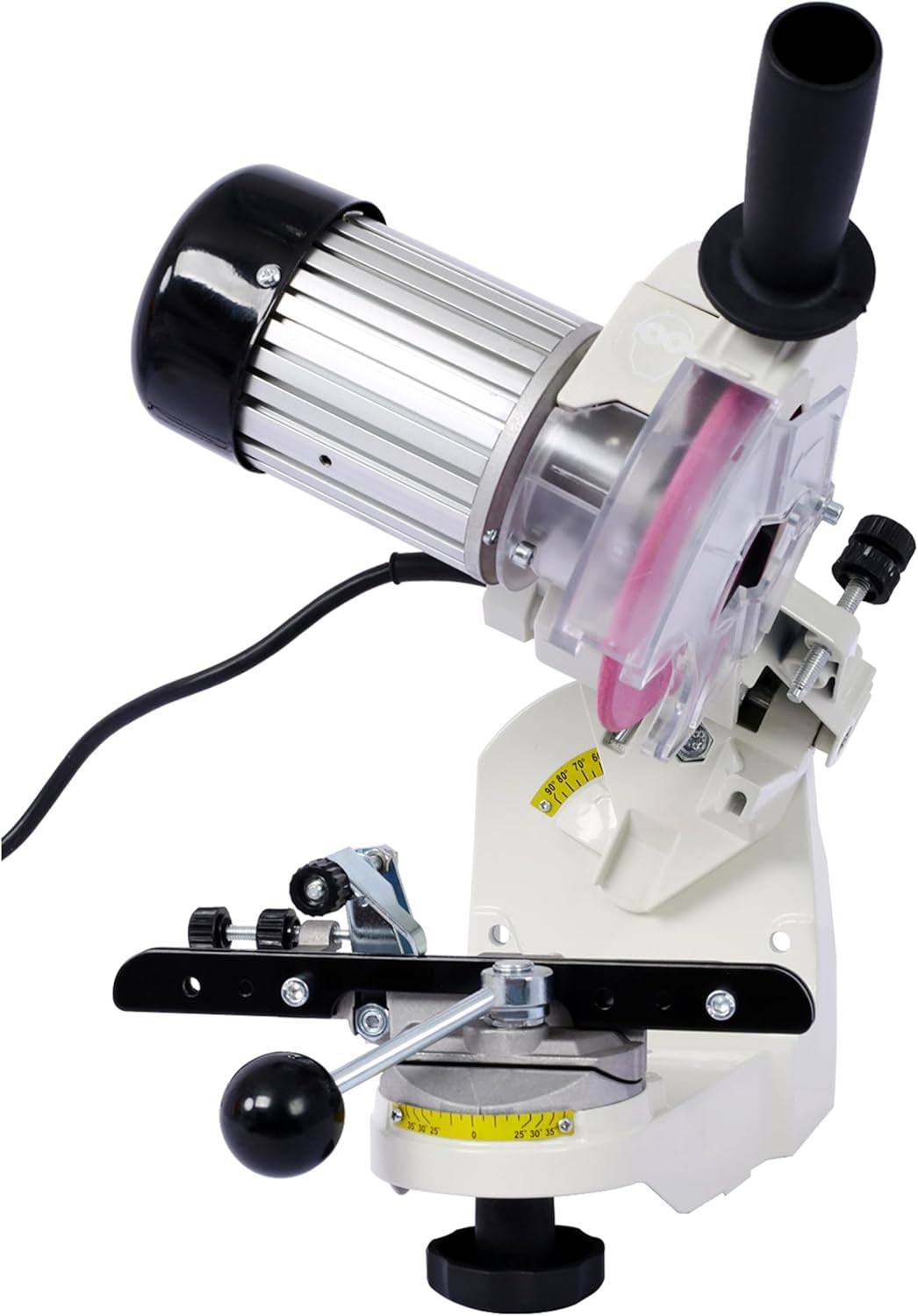 Adjustable Chainsaw Chain Sharpener Electric Bench Grinder Saw Chain Grinding Tool 120 Volt Multi Angle Chain Saw Blade Sharpener for Workshop Garage Gray