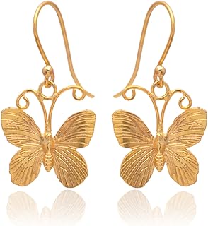 Veracity Jewelry 18K Gold Plated Dangle Butterfly Earrings - Fashion Insect Jewelry For Women Girls Kids Gift - Delicate 18K Yellow Gold Filled Designer Handmade Butterfly Earrings for Girls - VE-496