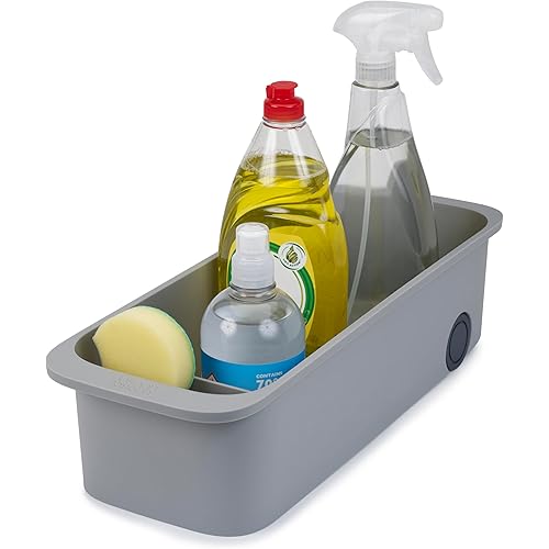 Joseph Joseph CupboardStore Easy-Access Wheeled Storage Caddy, Under Sink Kitchen Cabinet Organizer- Grey